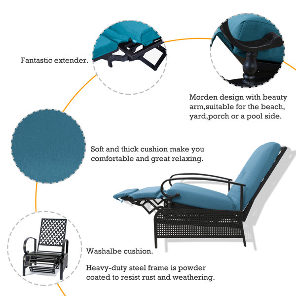 Latitude Run® Aadhira Recliner Patio Chair with Cushions & Reviews